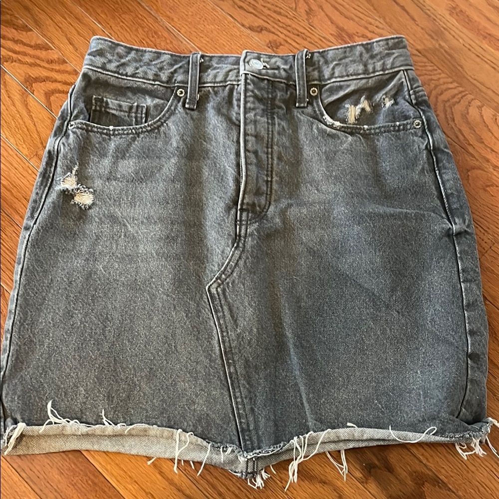 Distressed Denim Skirt